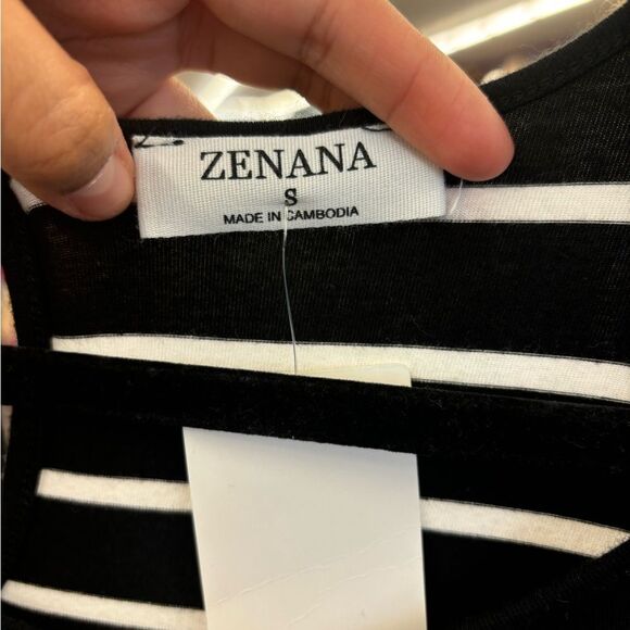 Zenana Ladies Small Black White Striped Romper - Picture 6 of 8